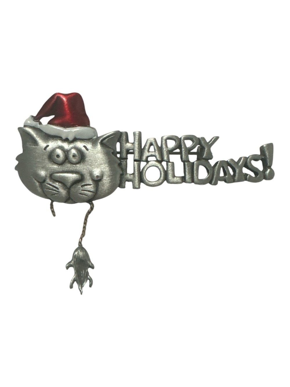 Janette Jewelry Happy Holidays Cat & Mouse Brooch Pin